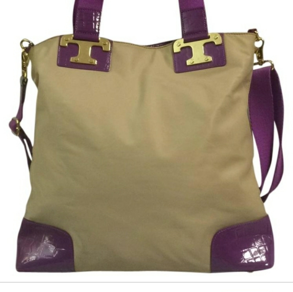 Tory burch nylon patent tote